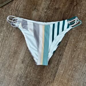 NWT O'Neill Allie Stripe Kaanapali Bikini Bottom White Stripes Small